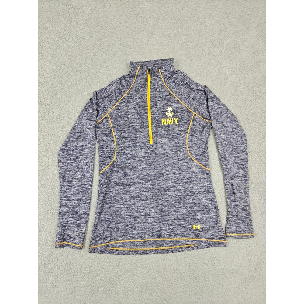 Under Armour US Navy‎ Pullover Womens Medium Gray 1/4 Zip HeatGear Long Sleeve